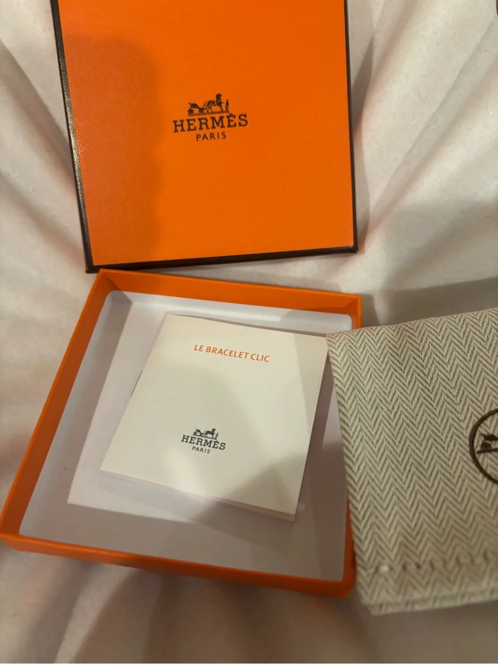 Authentic Hermes Gold and White Enamel Clic Clac H Bracelet